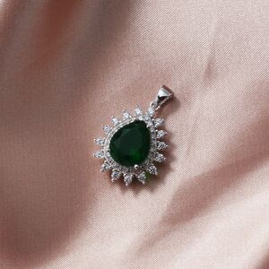 SPINEL Necklace, 925 Sterling Silver Green Spinel and CZ Tennis Necklace